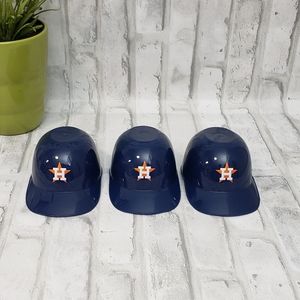 3 Houston Astros Plastic Sports Miniature Baseball Caps Hard Hats MLB Food Safe